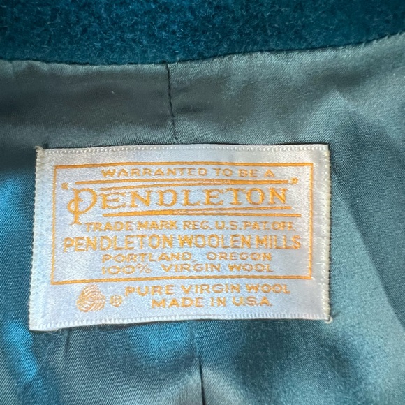 Pendleton Vintage 100% Wool Teal Uptown Long Trench Coat Made in USA Size 14 - Picture 3 of 13